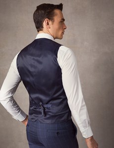 Men's Mid Blue End on End Check Slim Fit Waistcoat
