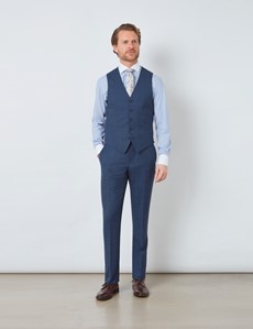 Men's Blue Tonal Check Waistcoat