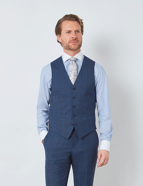 UK Men's  Wedding Waistcoat  6 Button Jacquard Suit Vest Tailored Fit V Neck Adj 