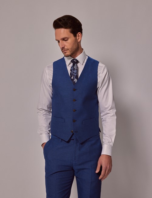 Royal Blue Italian Cotton Linen Slim Suit Trousers - 1913 Collection ...