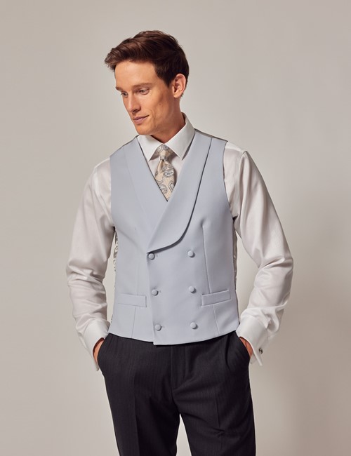 Men's Light Grey Double Breasted Waistcoat – 1913 Collection 