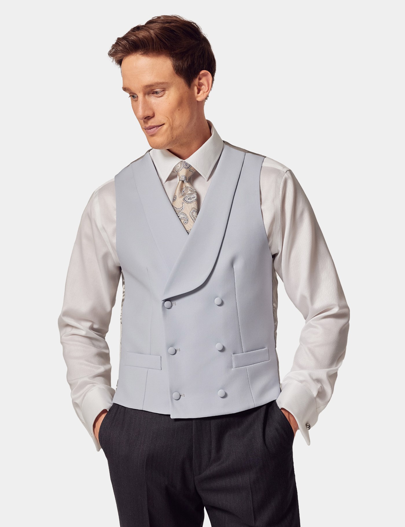 & Tailored Fit Light Grey 1913 Morning Waistcoat reg