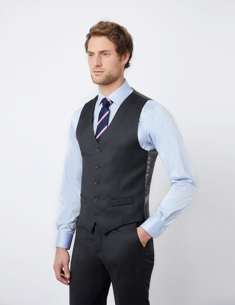 Men's Charcoal Tailored Fit Italian Waistcoat - 1913 Collection  