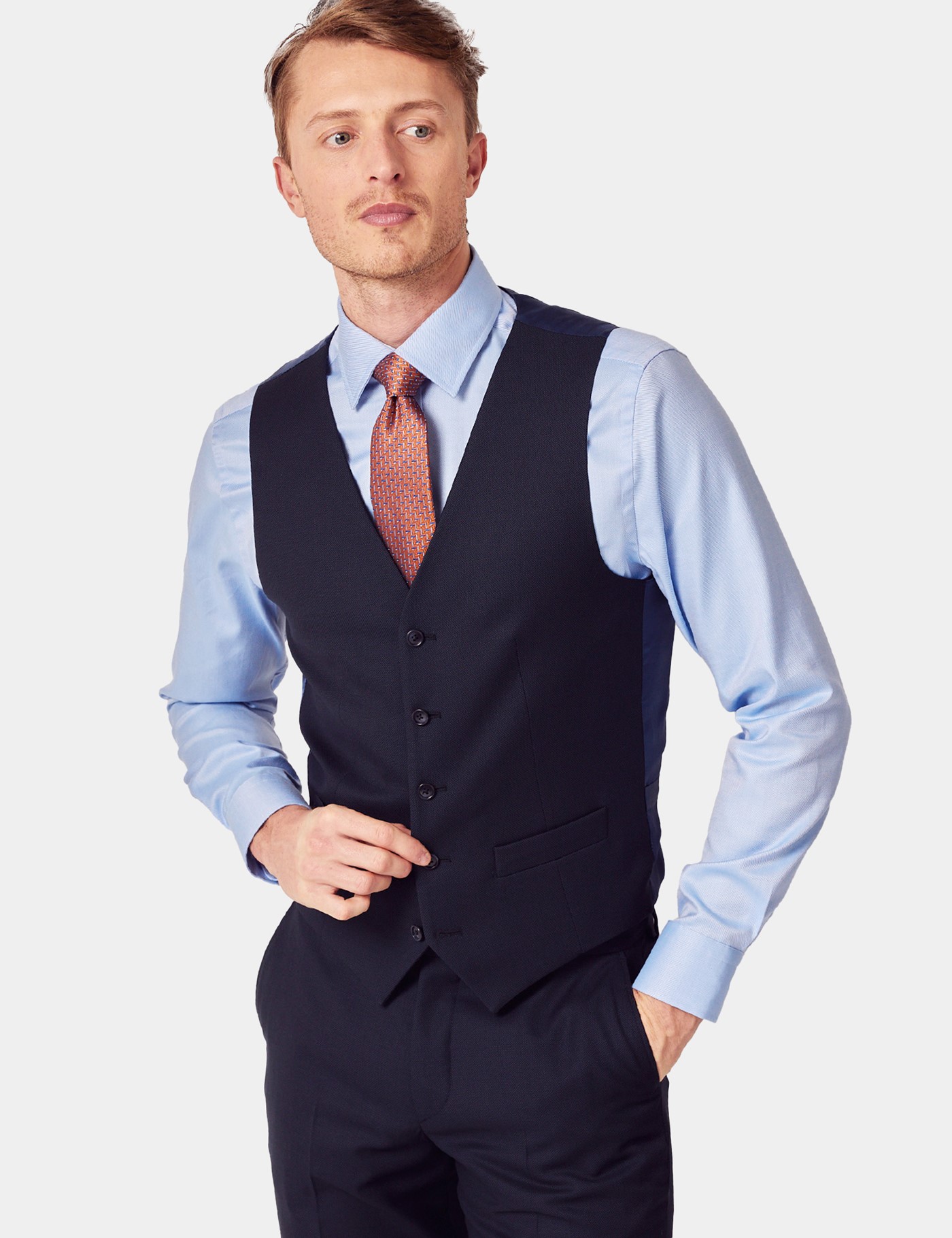 & Tailored Fit & Brown Shaded Check 1913 Waistcoat reg