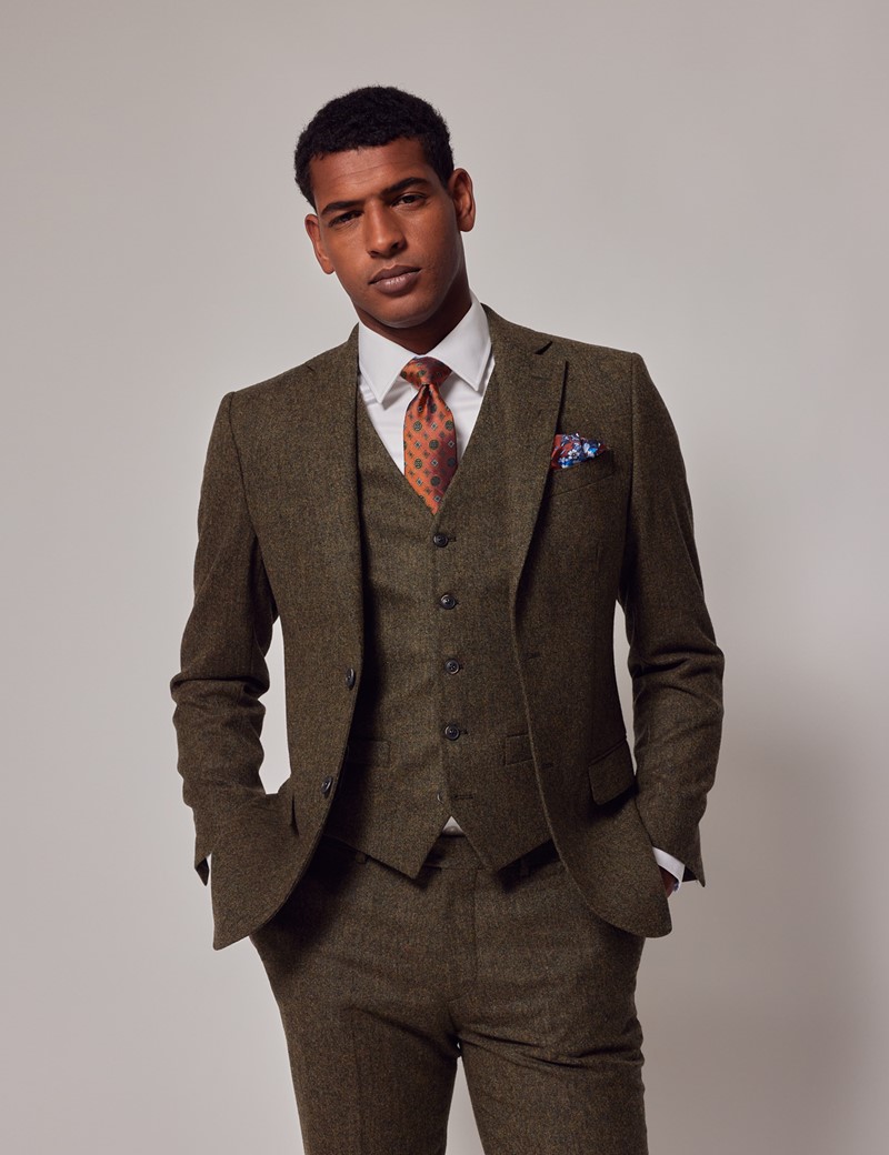 green tweed jacket and waistcoat