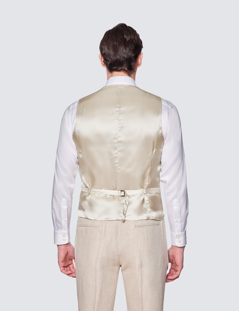 Men's Cream Linen Tailored Fit Italian Waistcoat – 1913 Collection 