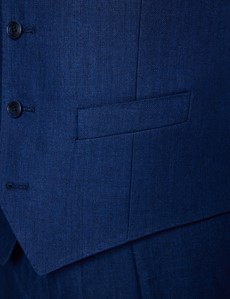 Men's Royal Blue Herringbone Linen Tailored Fit Italian Vest - 1913 Collection