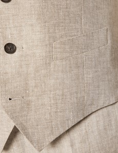 Men's Beige Linen Herringbone Tailored Fit Iatlian Vest – 1913 Collection 