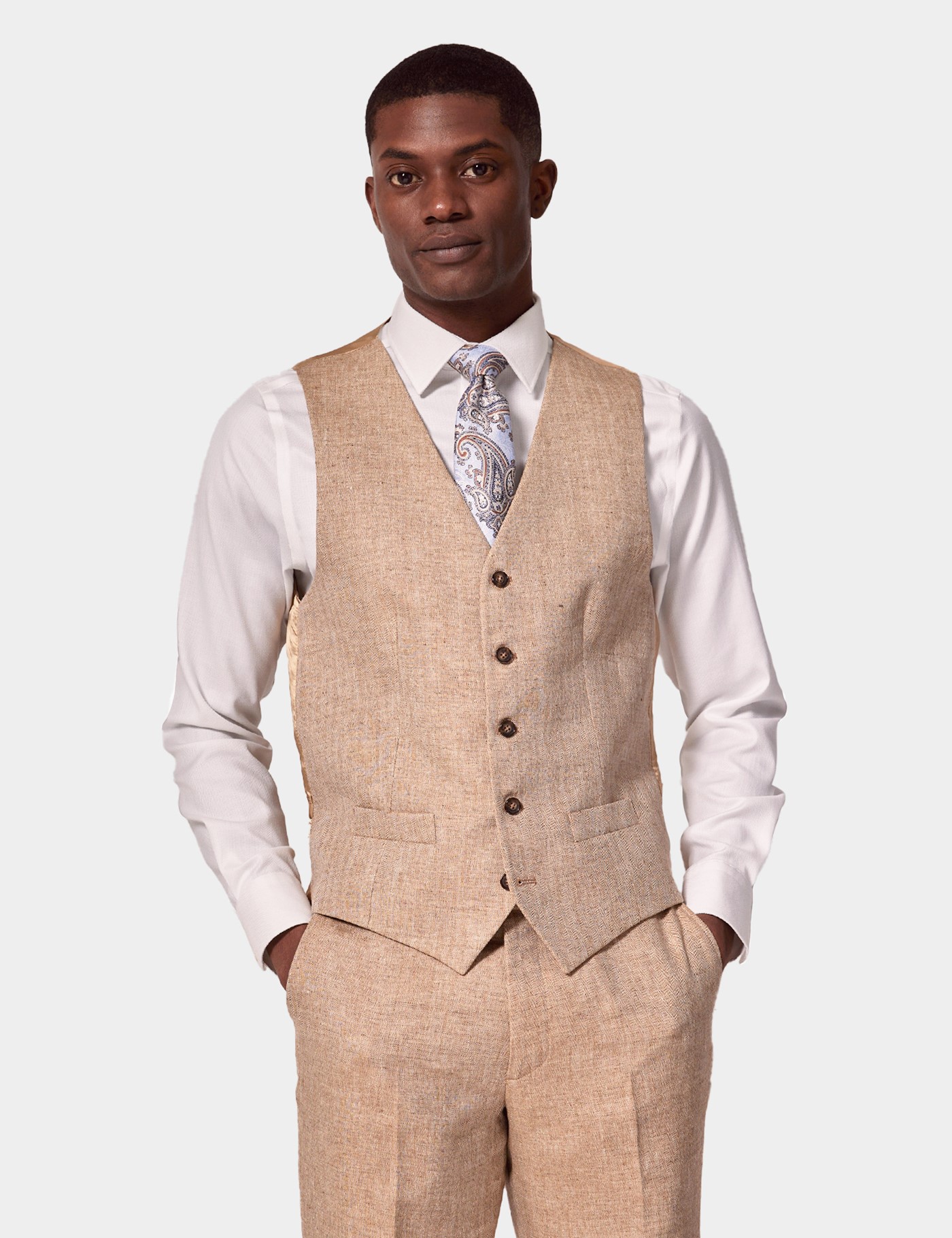 & Tailored Fit Herringbone 1913 Waistcoat reg