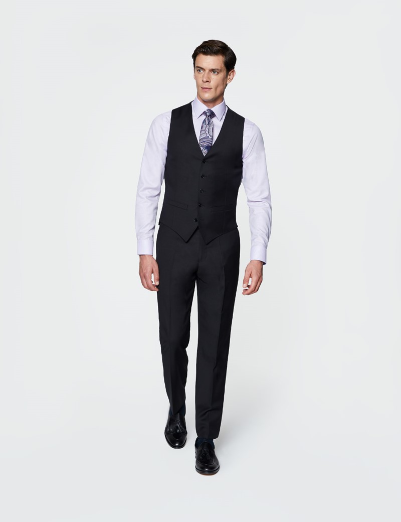 mens black suit with waistcoat