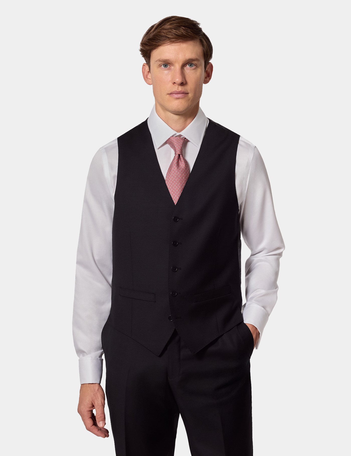 & Slim Fit Twill Waistcoat reg
