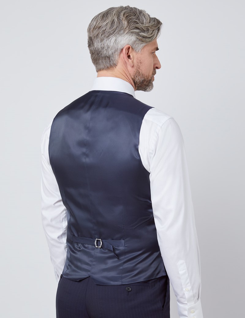 Men's Royal Blue Twill Slim Fit Vest Hawes & Curtis