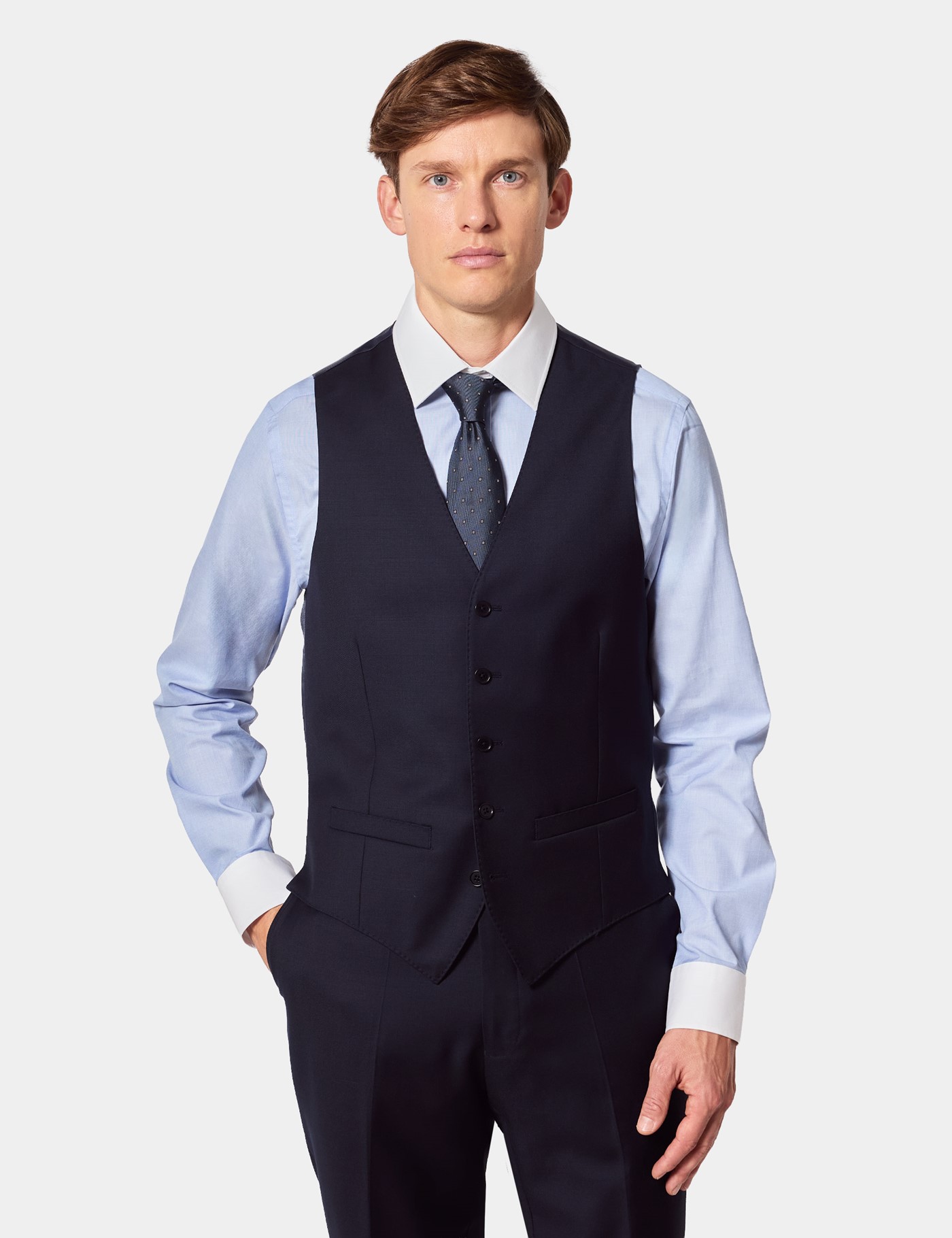 & Slim Fit Twill Waistcoat reg