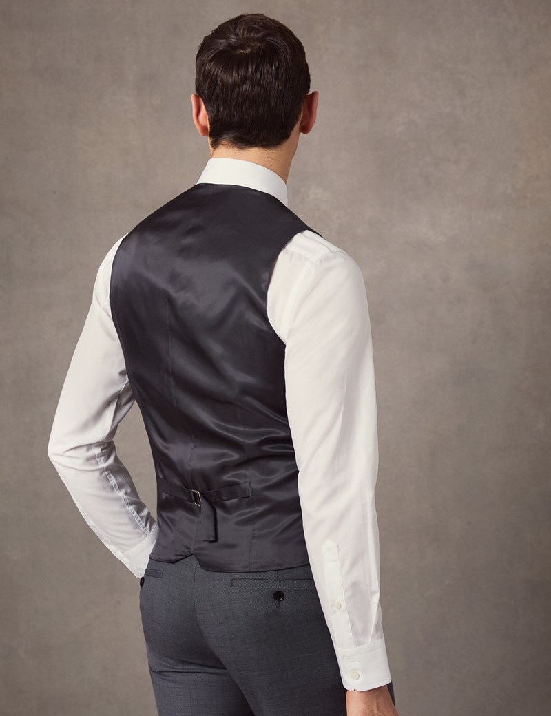 Men's Mid Grey Birdseye Slim Fit Waistcoat 