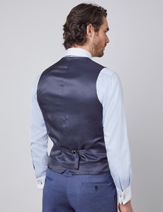 Men's Blue Pin Dot Semi Plain Slim Fit Waistcoat 
