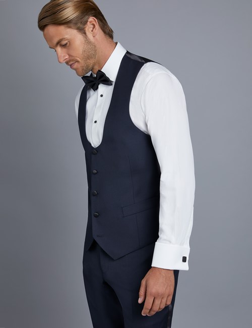 Smoking Weste - Slim Fit - 100S Wolle - Marineblau