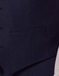 Men's Dark Blue Birdseye Slim Fit Waistcoat | Hawes & Curtis