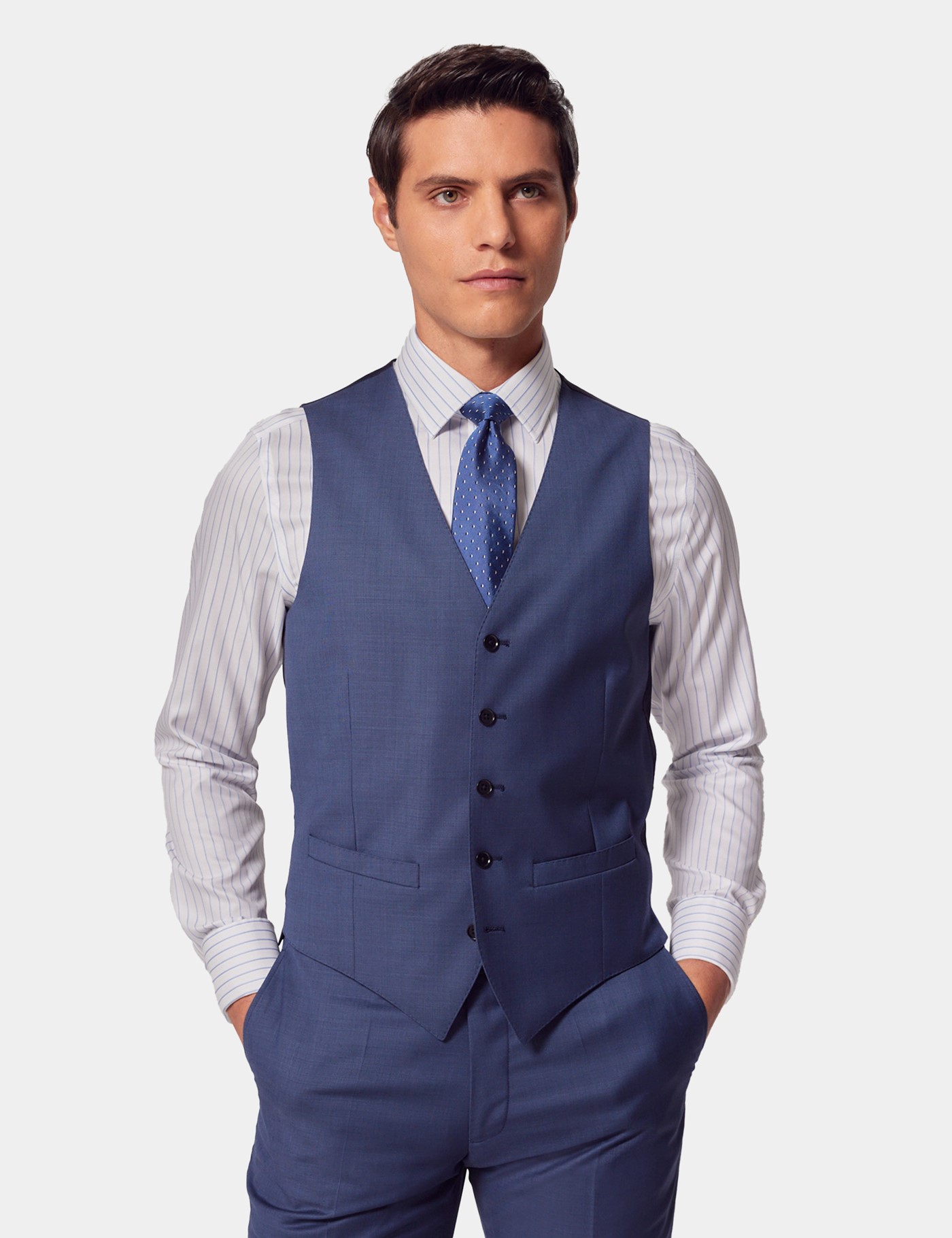 & Slim Fit Mid Sharkskin Waistcoat reg