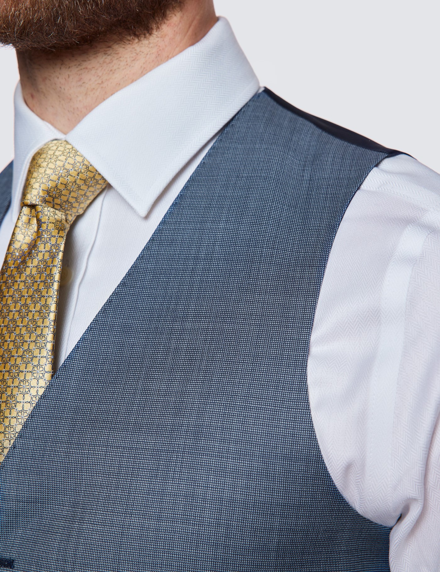 Men's Light Blue Birdseye Slim Fit Suit Waistcoat Hawes & Curtis