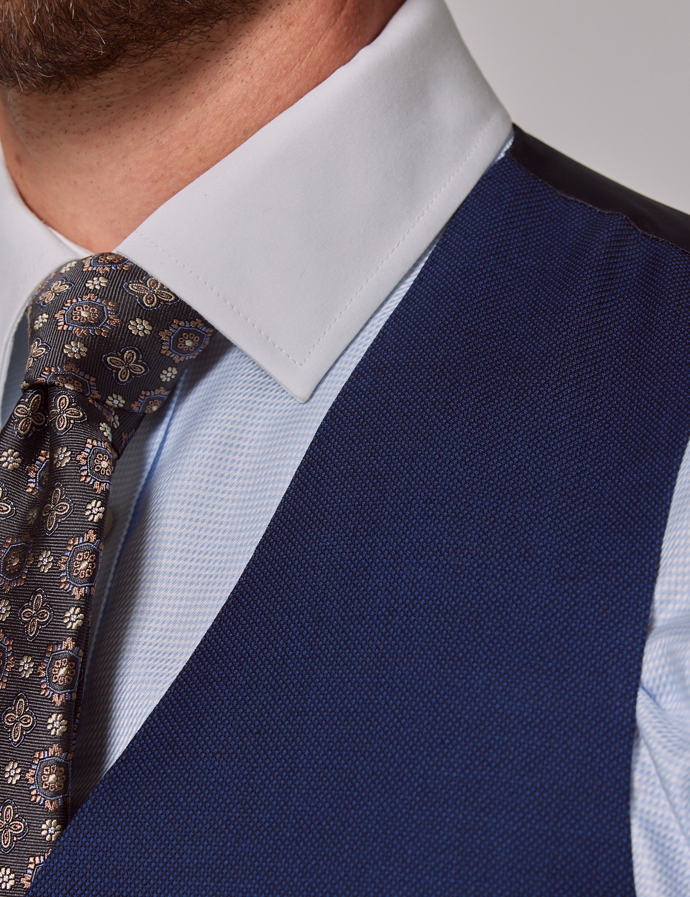 Hawes & Curtis Slim Fit Royal Blue Birdseye Waistcoat Size: 48 reg (EU 58) image 2