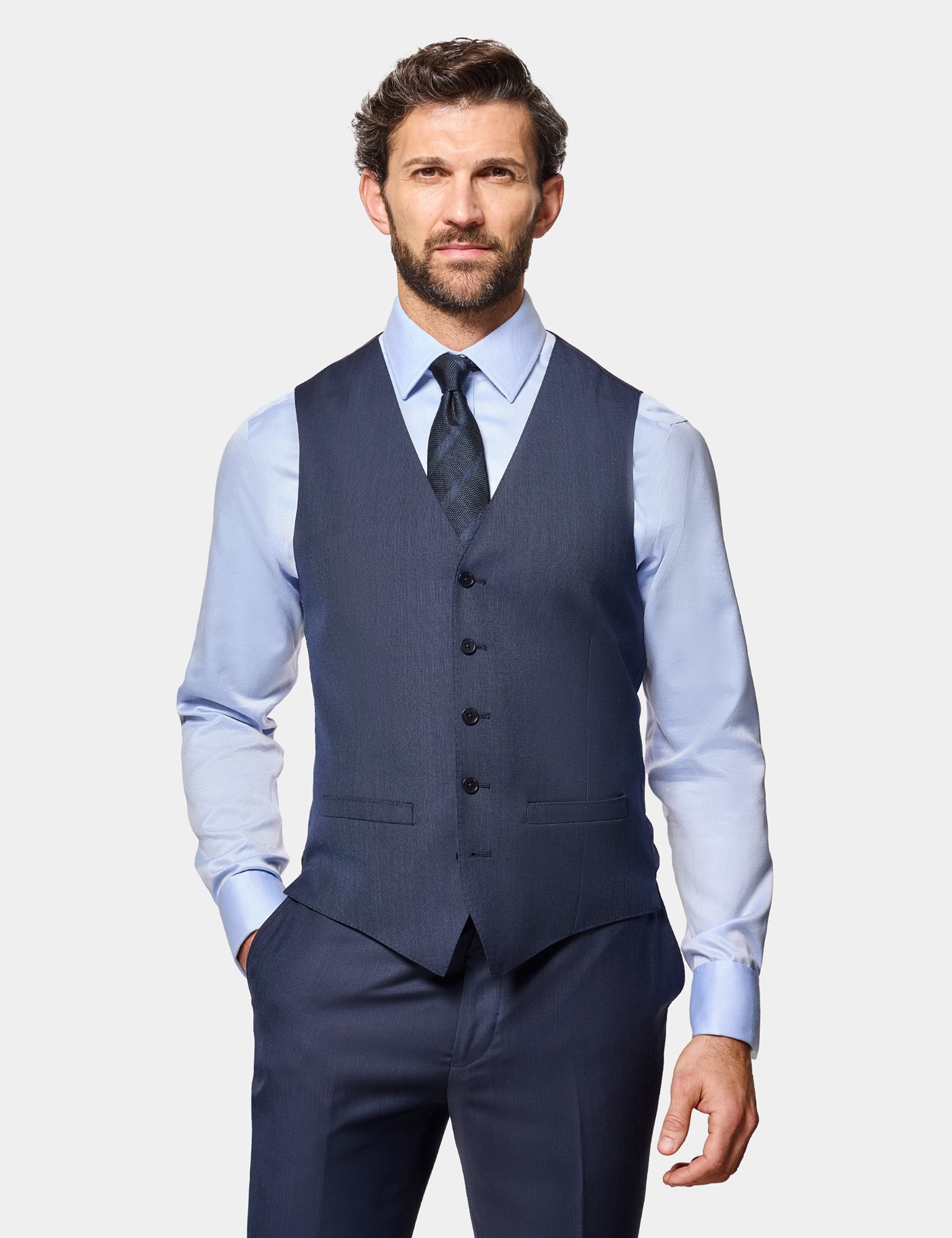 & Slim Fit Sharkskin Waistcoat reg