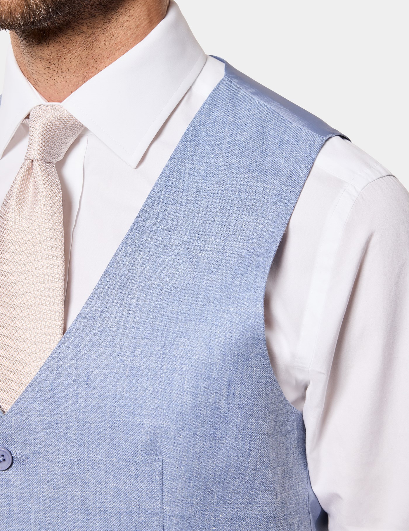 Hawes & Curtis Tailored Fit Blue Linen Waistcoat Size: 48 reg (EU 58) image 2