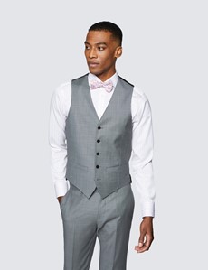 Men's Grey Twill Slim Fit Suit Waistcoat - 120s Wool