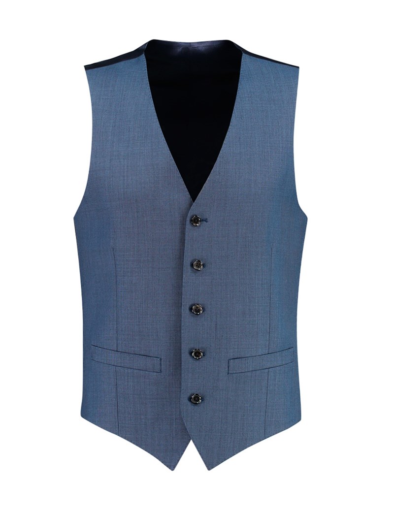 Men's Blue Sharkskin Slim Fit Suit Vest | Hawes & Curtis