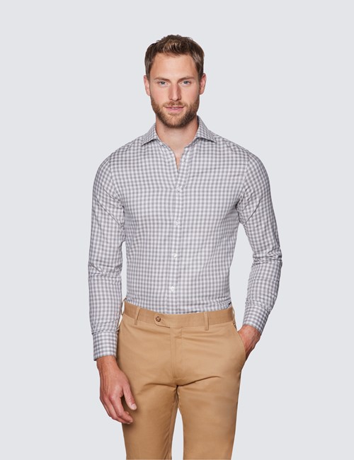 HAWES & CURTIS Mens Stylish Long Sleeve Linen Slim Fit Shirt Single Cufff