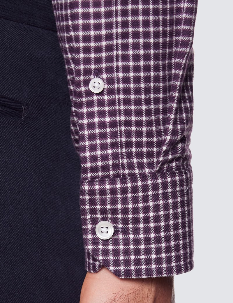 13598 Grey Shirt Collar Belt Check Blouse