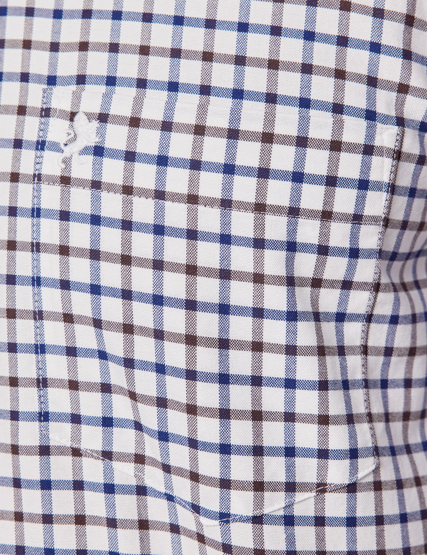 Hawes & Curtis Regular Fit Brown & Navy Check Washed Oxford Shirt Size: Large image 4