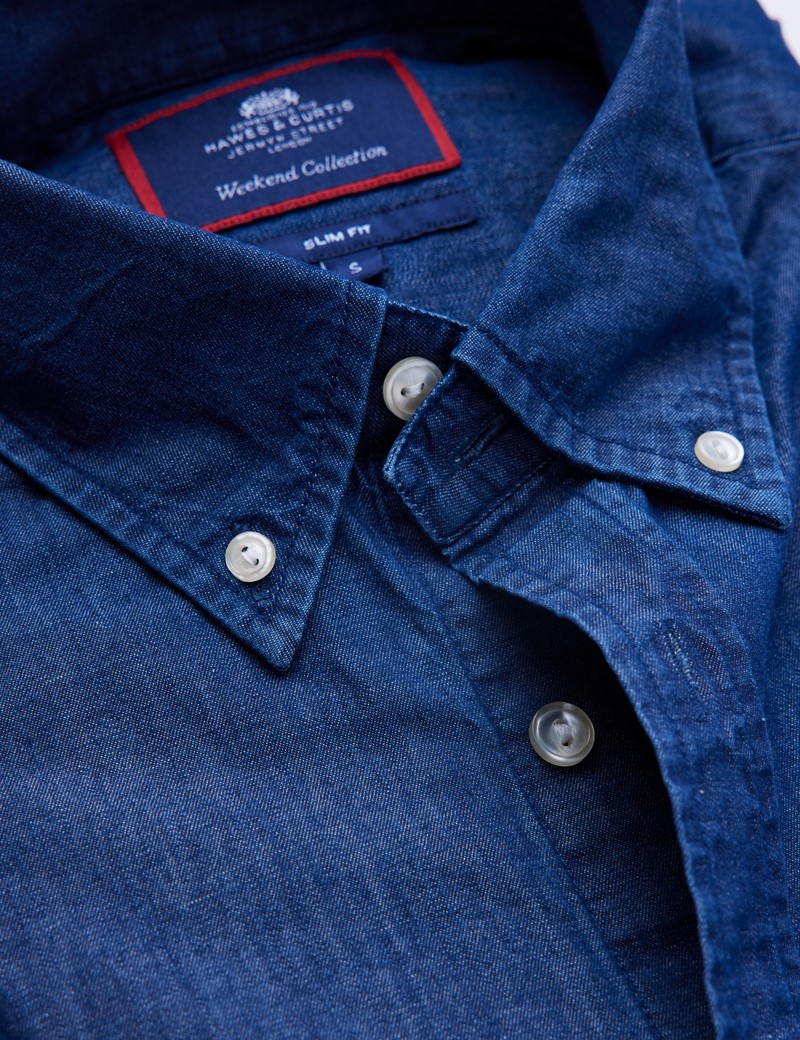 Men's Dark Denim Relaxed Slim Fit Shirt 