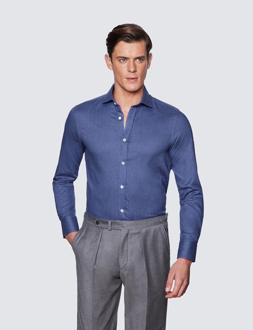 Polo Shirt for Men Button Down Snaps Soft Cotton Blue Paisley Size XS S Slim Fit