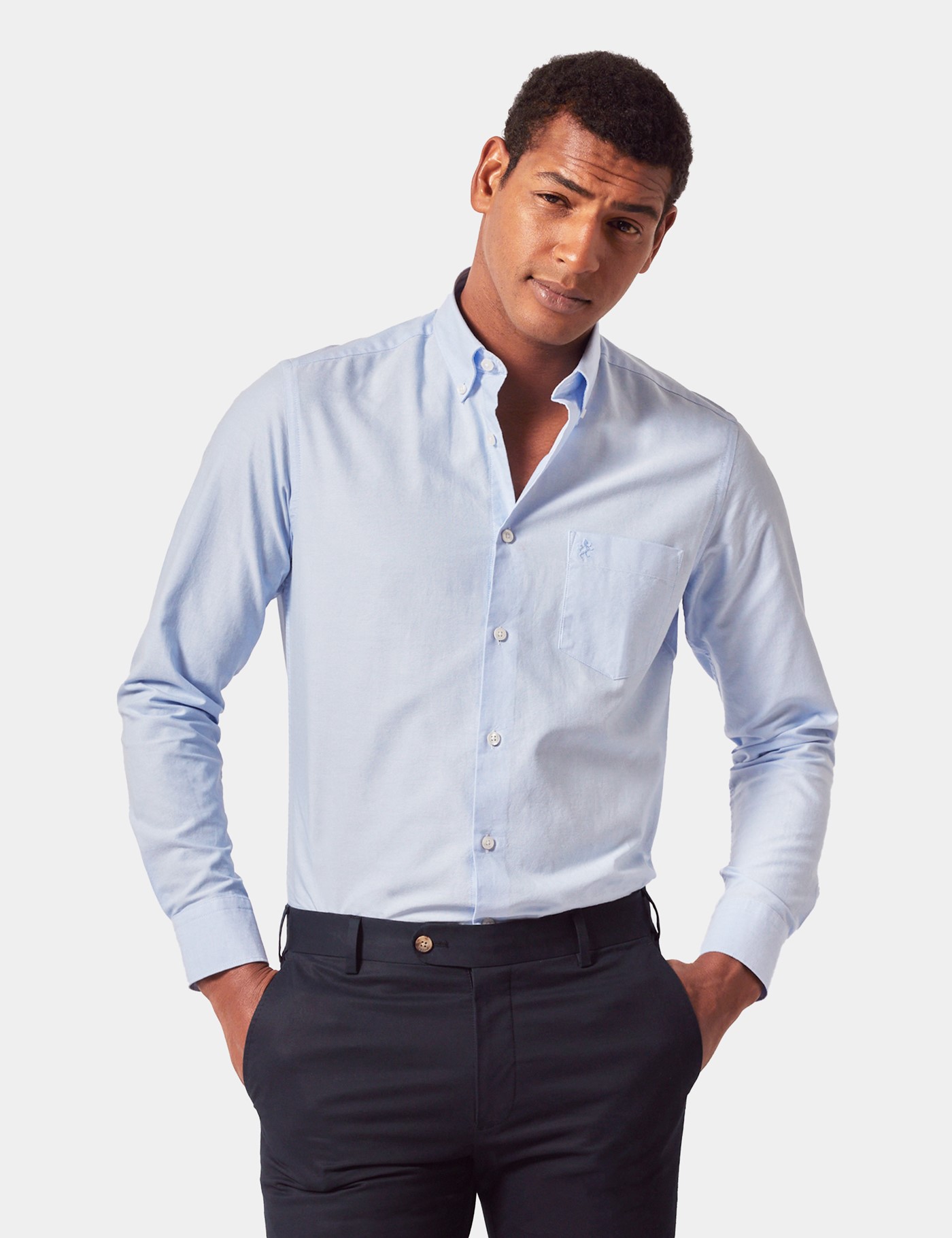 & Regular Fit Light Blue Oxford Shirt
