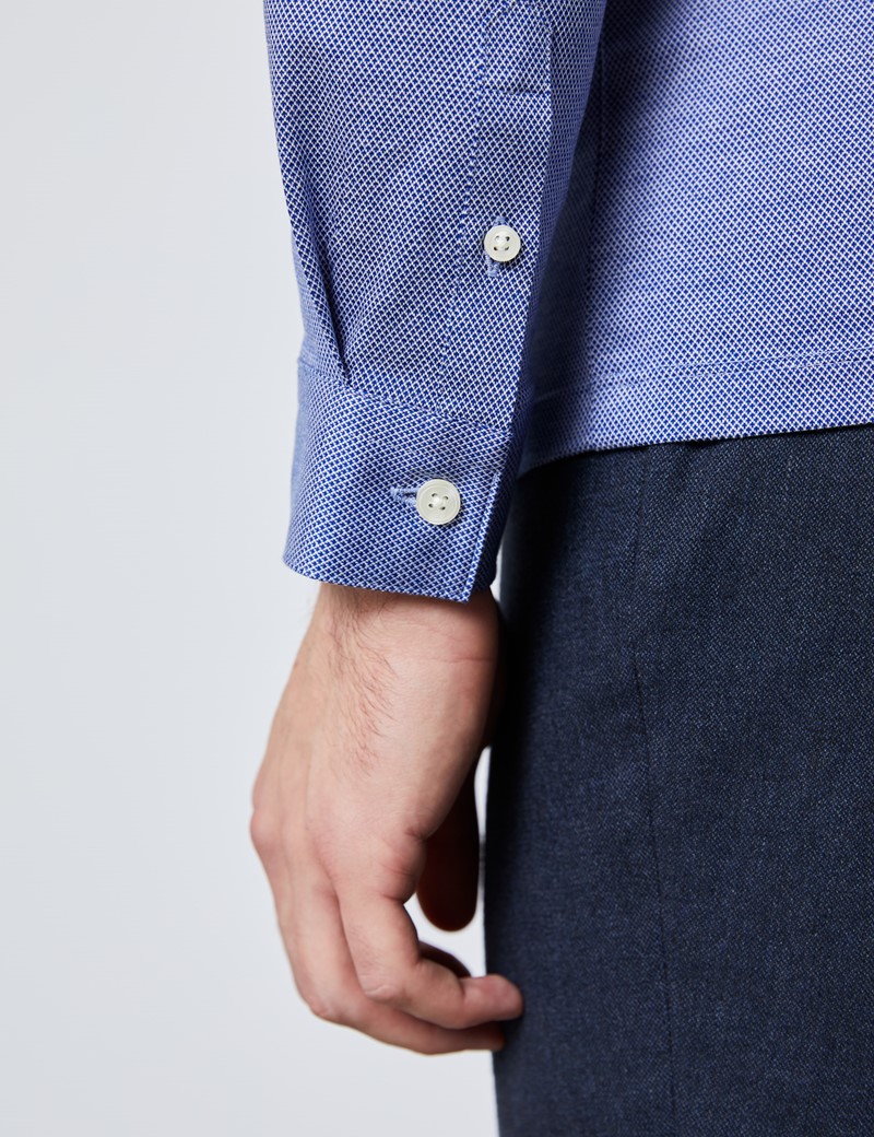Men’s Navy Diamonds Cotton Slim Fit Jersey Shirt | Hawes & Curtis