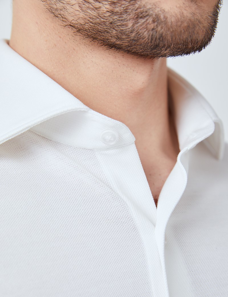 White Mercerised Egyptian Cotton Pique Shirt