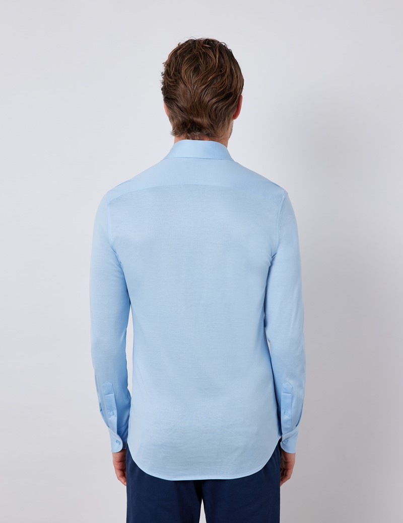Blue Mercerized Egyptian Cotton Single Jersey Shirt
