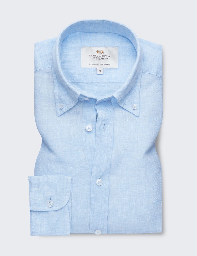 light blue button up