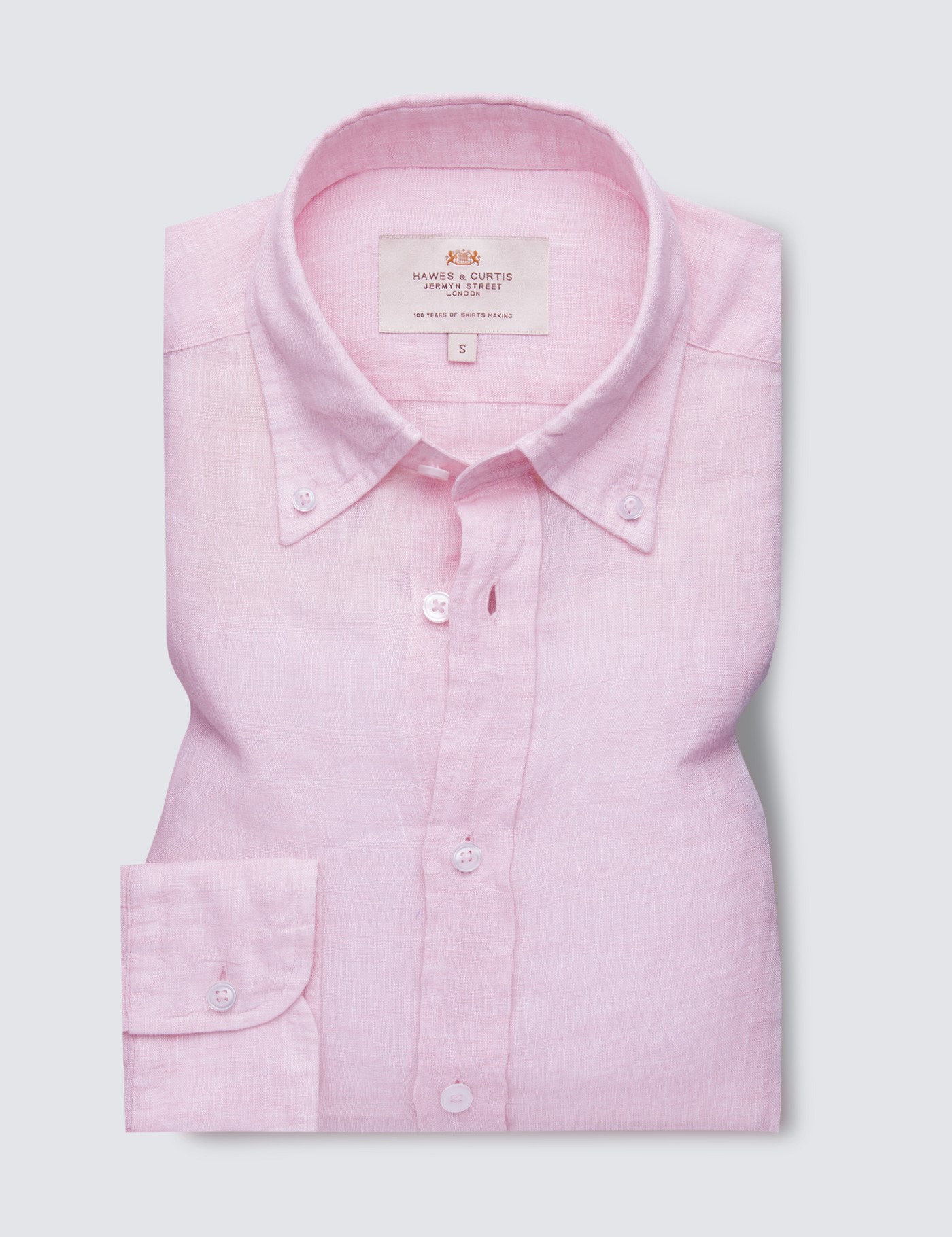 Men’s Pink Linen Relaxed Slim Fit Shirt With Button Down Collar Hawes