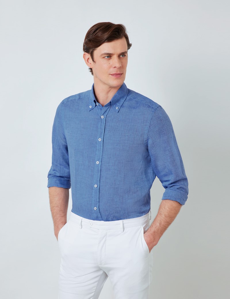 Denim Linen Relaxed Slim Fit Shirt 