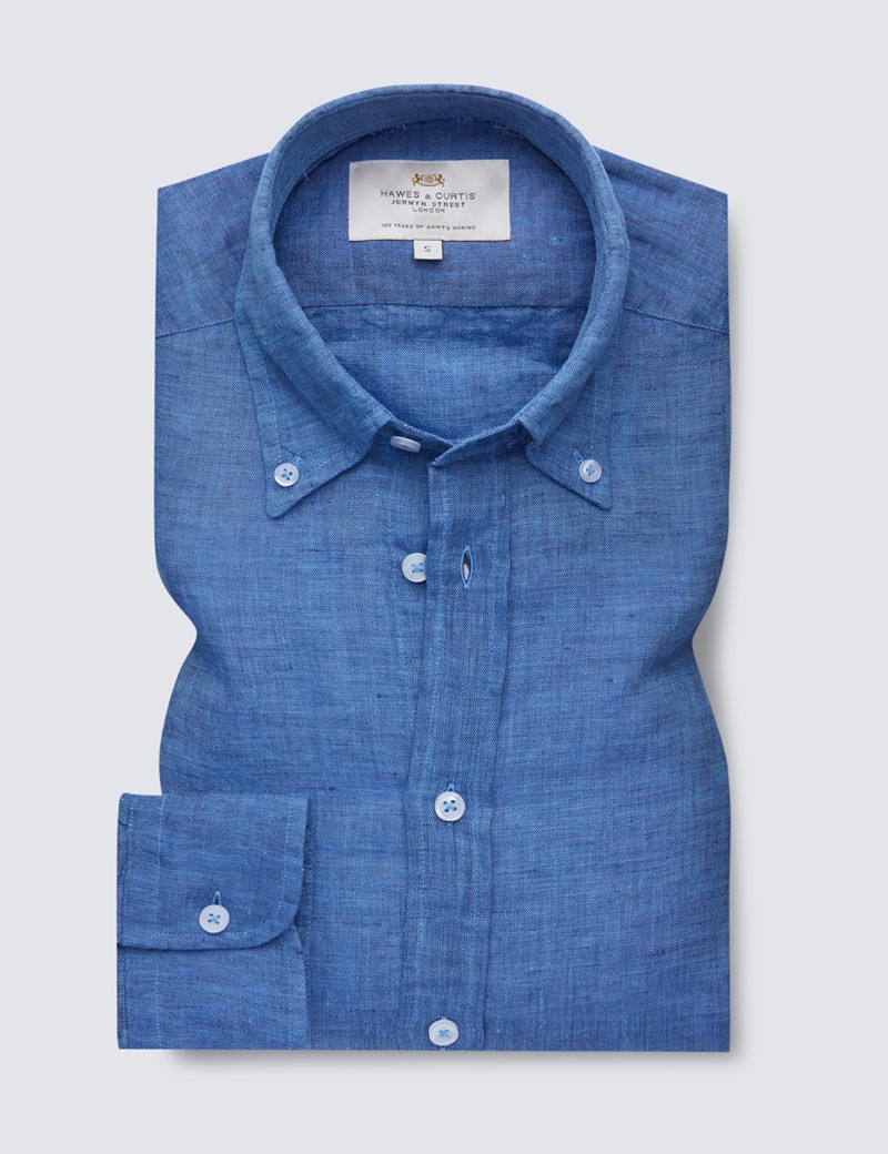 Denim Linen Relaxed Slim Fit Shirt 