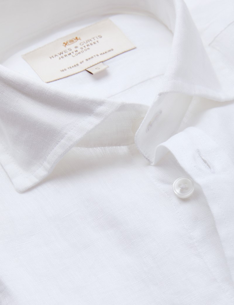 White Linen Relaxed Slim Fit Shirt 