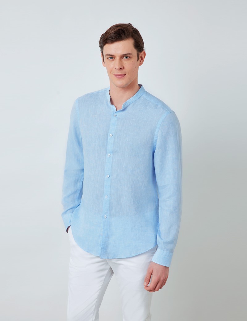blue linen shirt mens