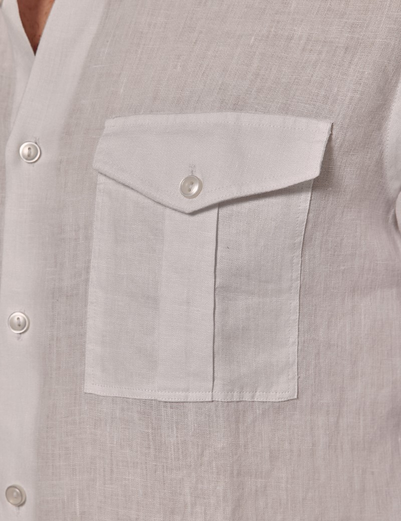 Hawes & Curtis Navy Linen Safari Shirt