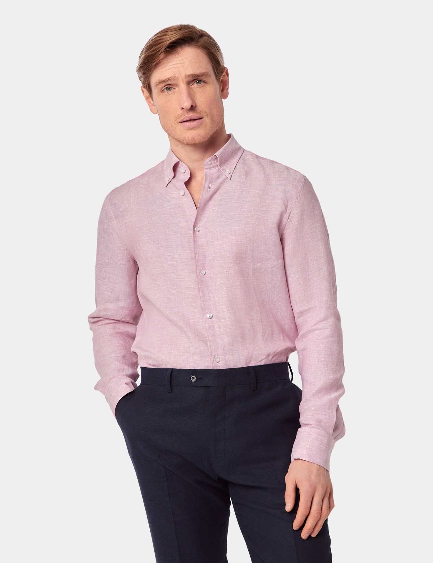 & Slim Fit Dusty Pink Shirt