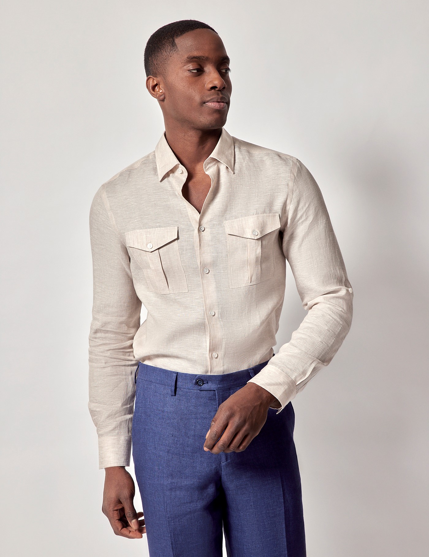 & Slim Fit Safari Shirt