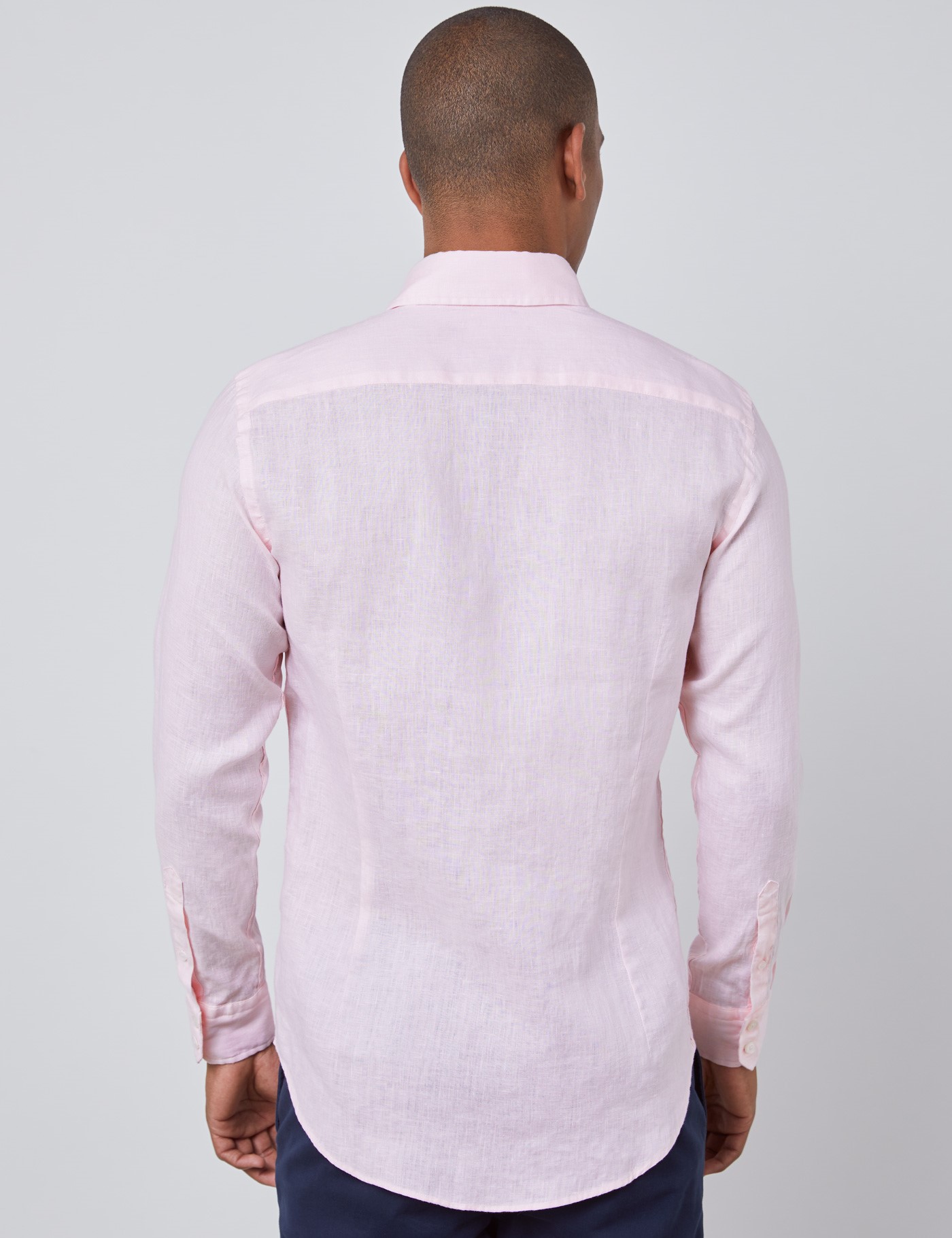 Men's Pink Slim Fit Linen Shirt - Single Cuff | Hawes & Curtis