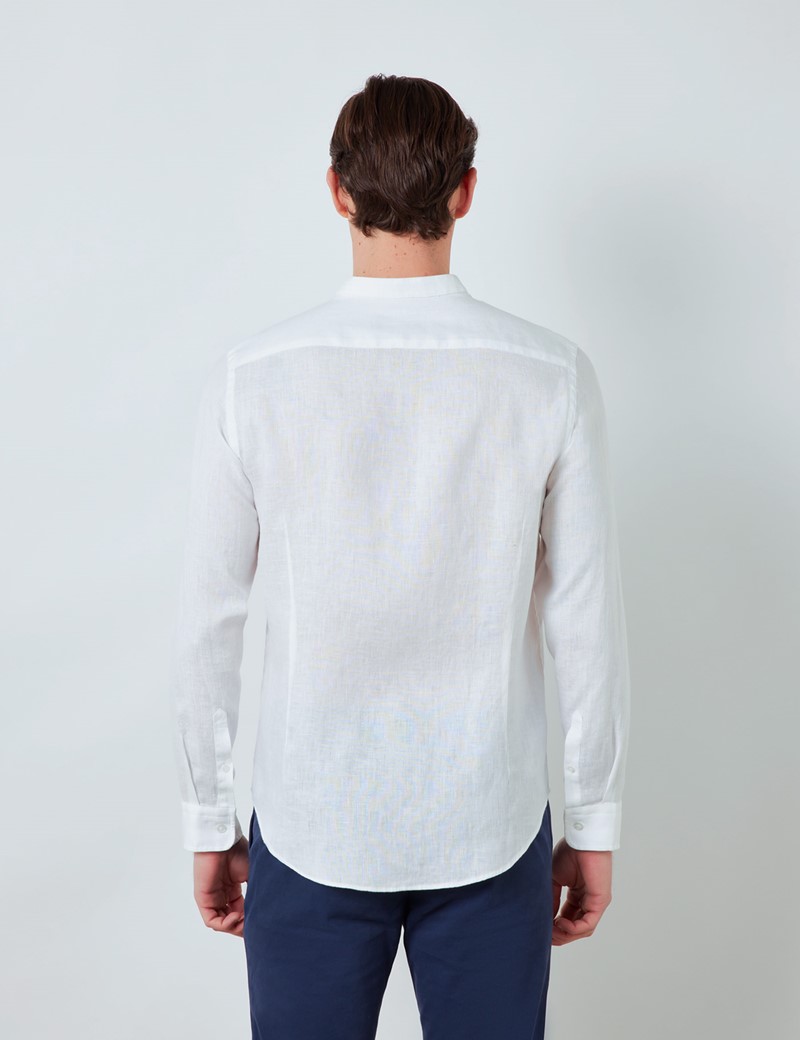 mens white collarless shirt uk