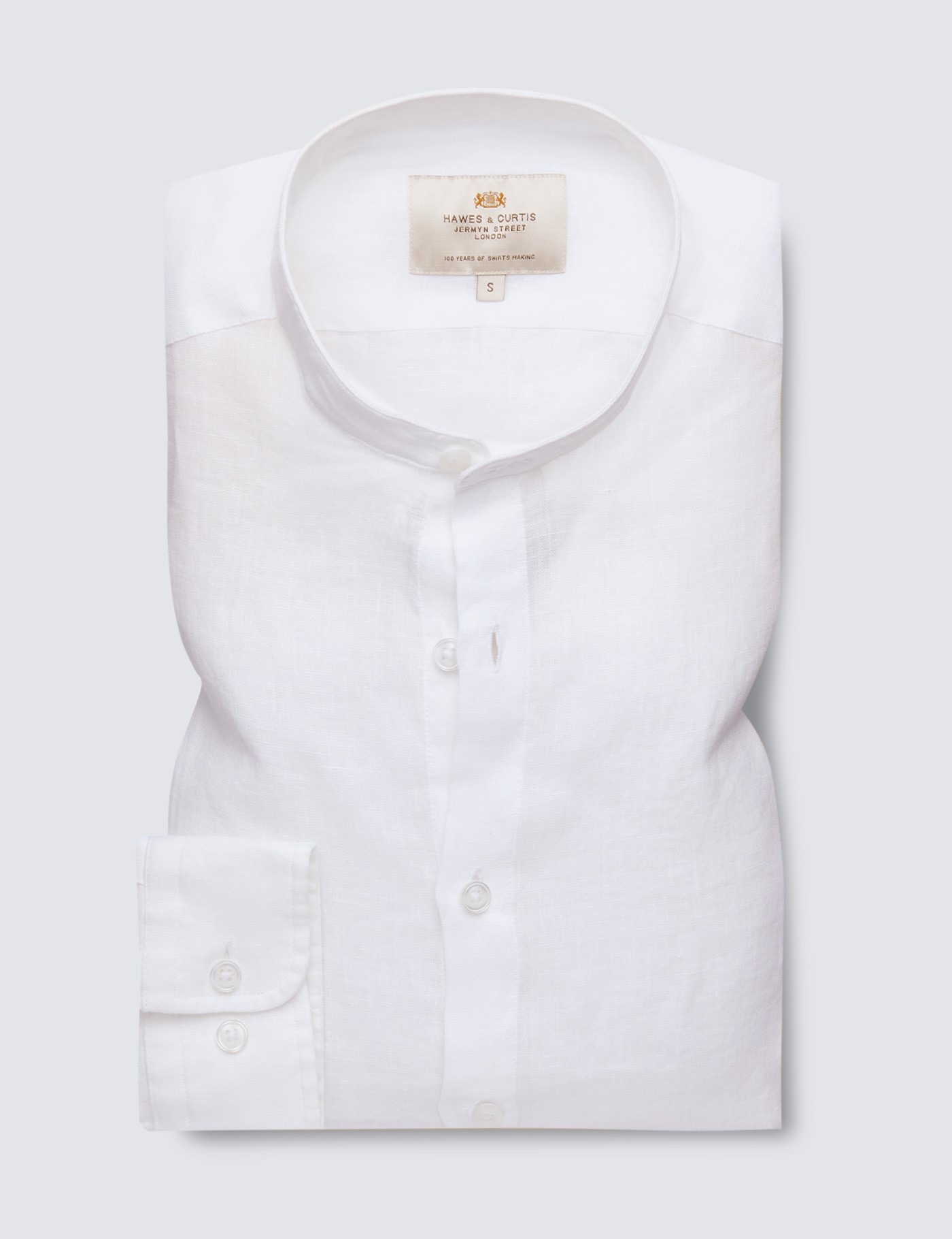 mens white collarless shirt uk