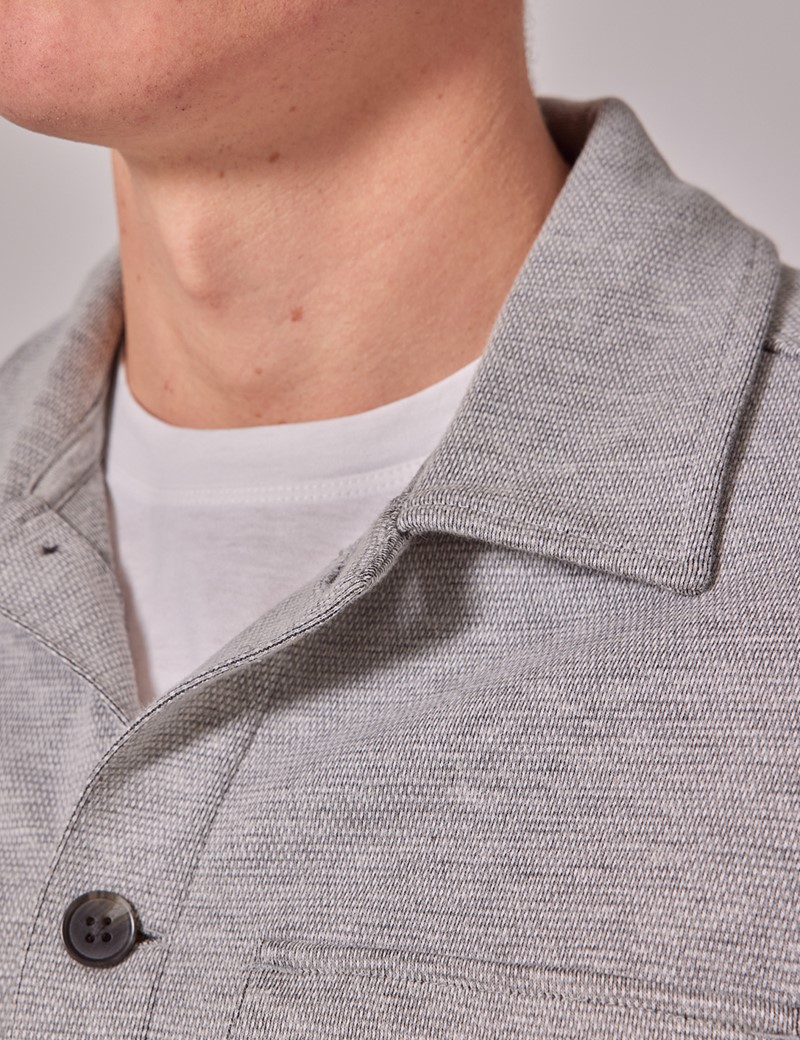 Men's Grey Textured Overshirt | Hawes & Curtis